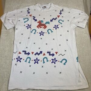 VTG 90s Pajamas Mary Sue Taylor Sleep Shirt Geometric OSFM 1992 Single Stitch